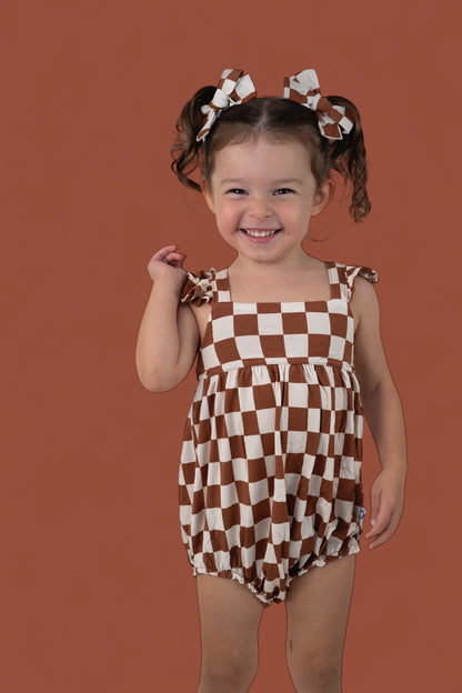 COPPER CHECKERS DREAM BUBBLE ROMPER