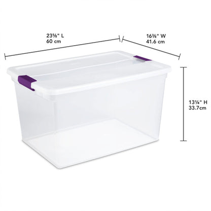 Sterilite 66 Quart ClearView Storage Tote Container with Latching Lid, (18 Pack)