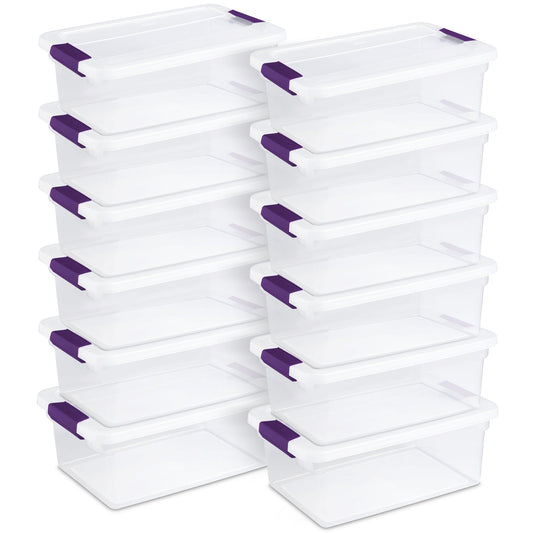 Sterilite 15 Qt. Plastic Stackable Storage Container with Lid, Clear (12 Pack)