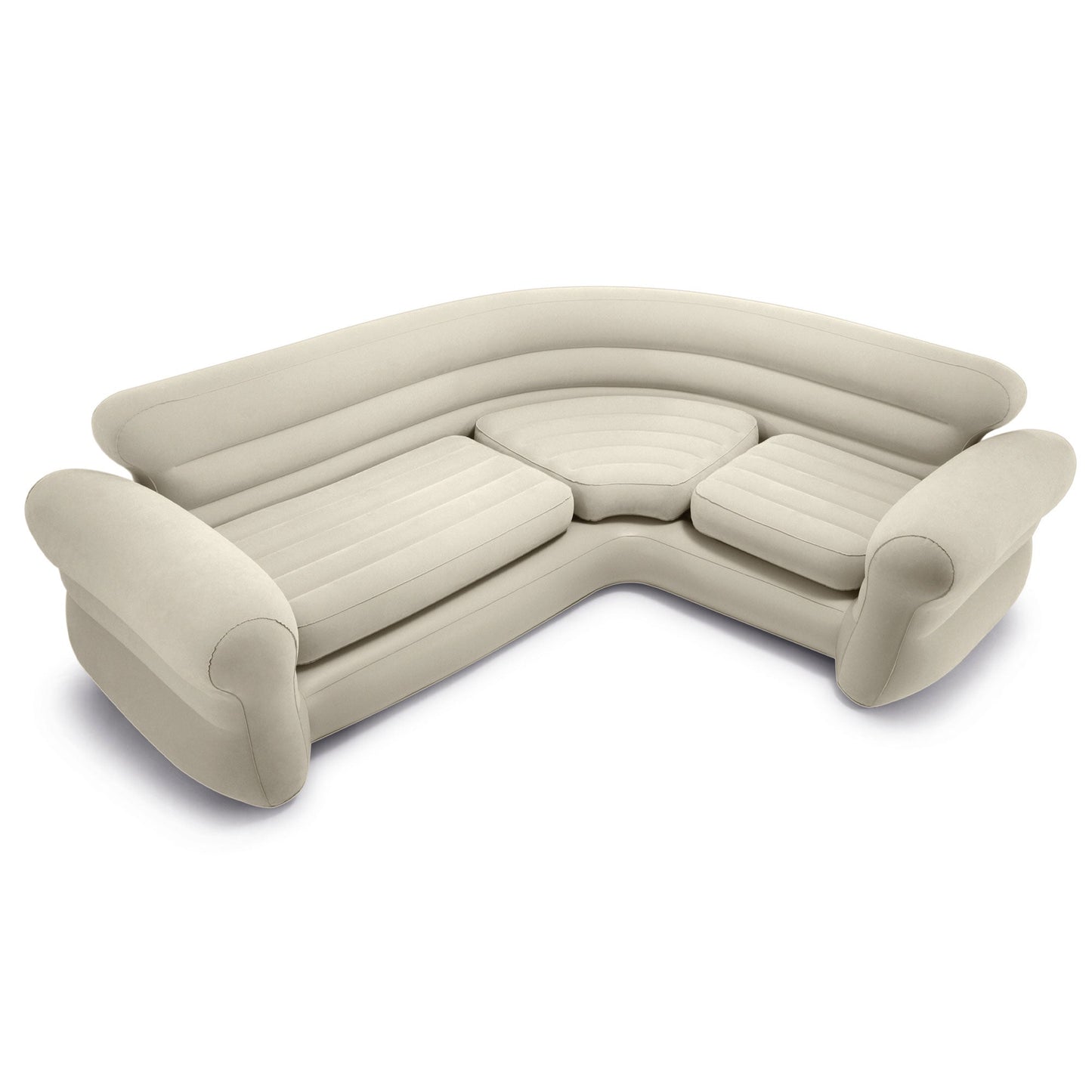 Intex Inflatable Corner Living Room Air Mattress Sectional Sofa Couch, Beige