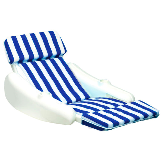 Swimline SunChaser Padded Floating Luxury Pool Lounge Sling Chair, Blue/White