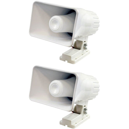 Pyle Pro 6" 50 Watts 8 Ohms Indoor and Outdoor PA Horn Speaker, White (2 Pack)