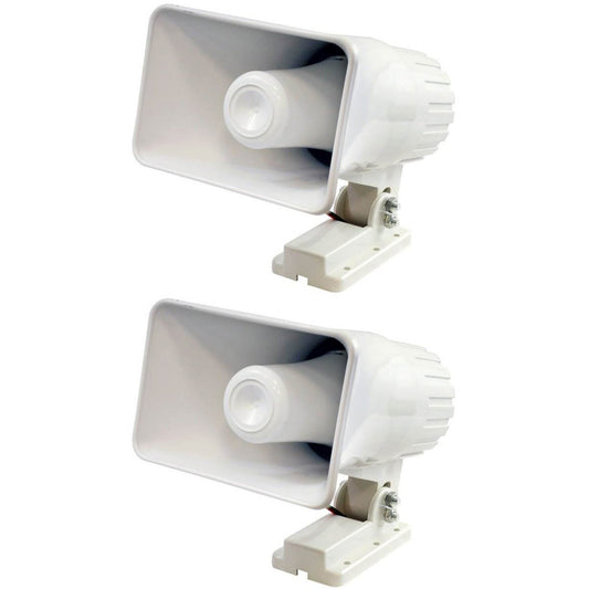 Pyle Pro 6" 50 Watts 8 Ohms Indoor and Outdoor PA Horn Speaker, White (2 Pack)