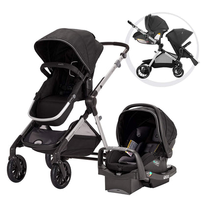 Evenflo Pivot Xpand Baby Stroller & SafeMax Infant Car Seat Travel System, Black