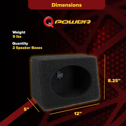 Q Power Q-Bomb QTW6X9 6x9" Car Wedge Speaker Boxes with Bedliner Spray, Pair
