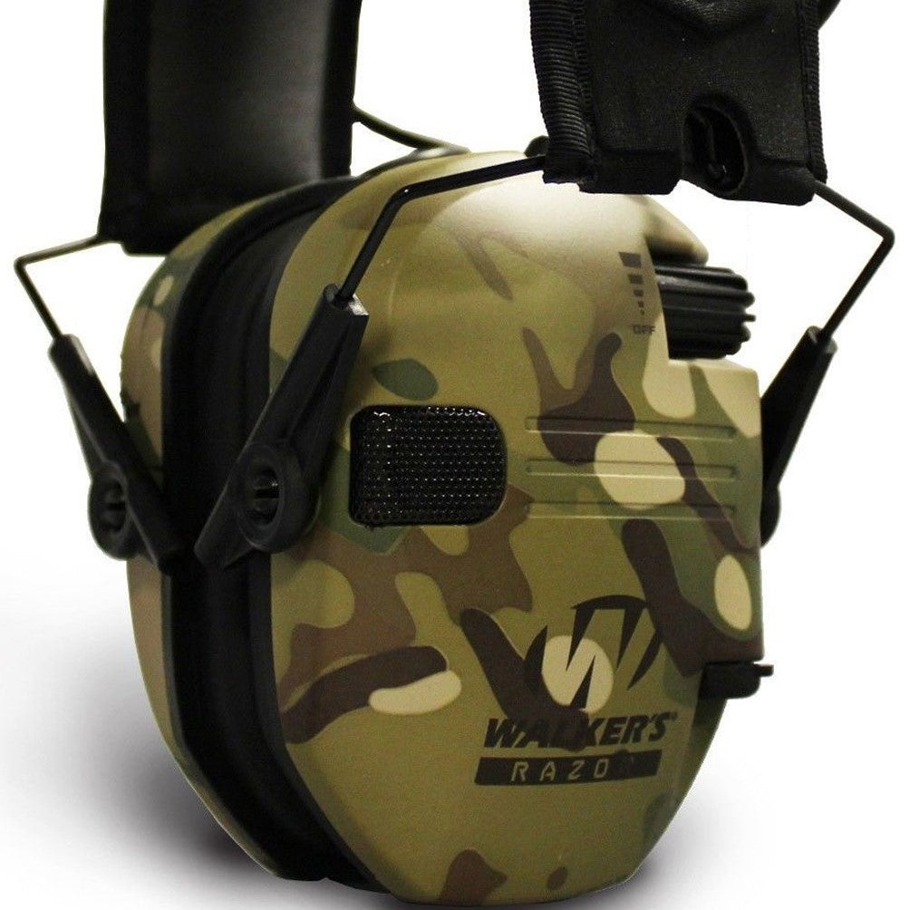 Walkers Razor Slim Electronic Folding Ear Muffs with NRR 23 dB, Multicam Camo