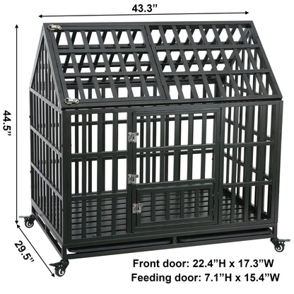 Heavy Duty Dog Cage pet Crate with Roof