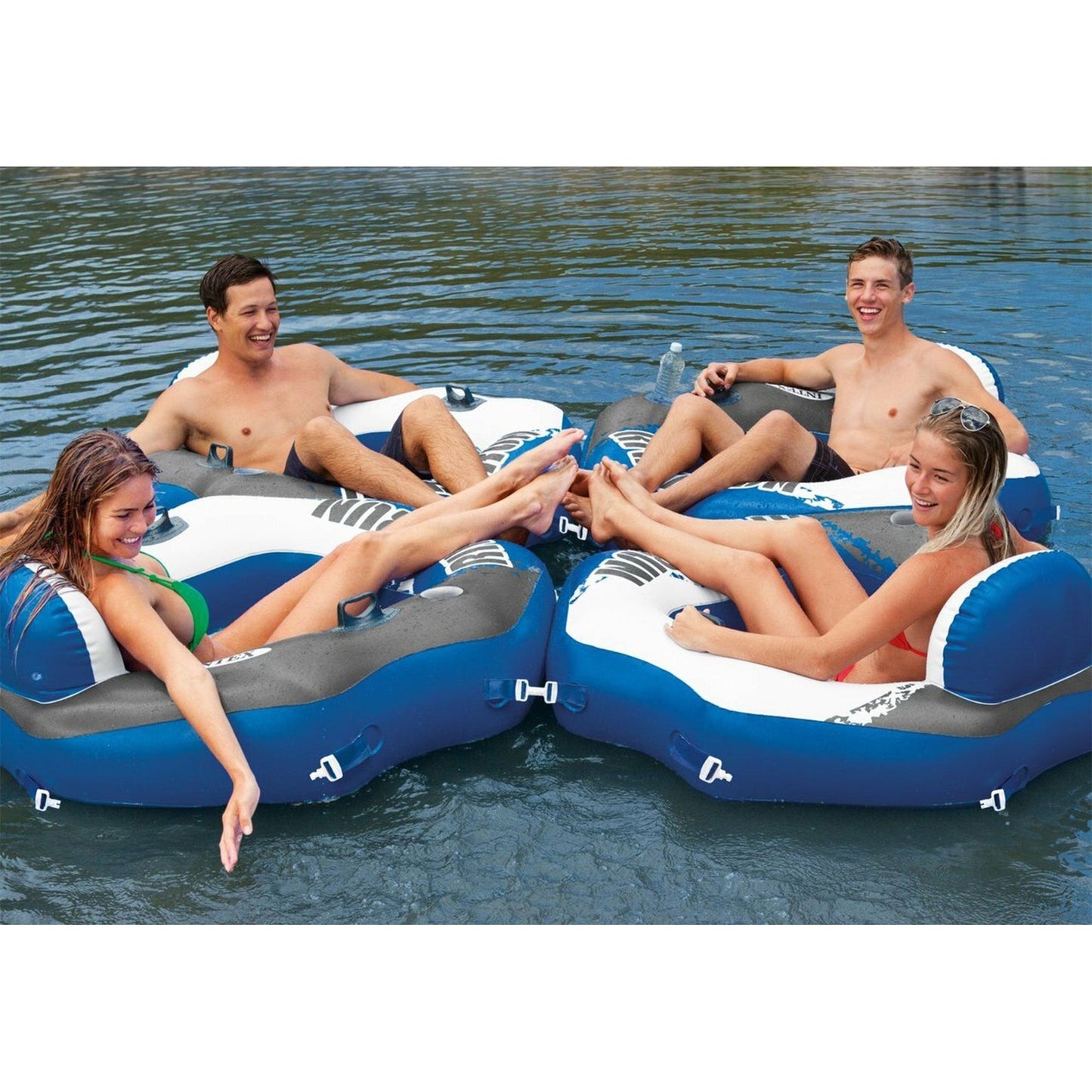 Intex River Run Single Person Inflatable Connecting Floating Lounge Tube Chair