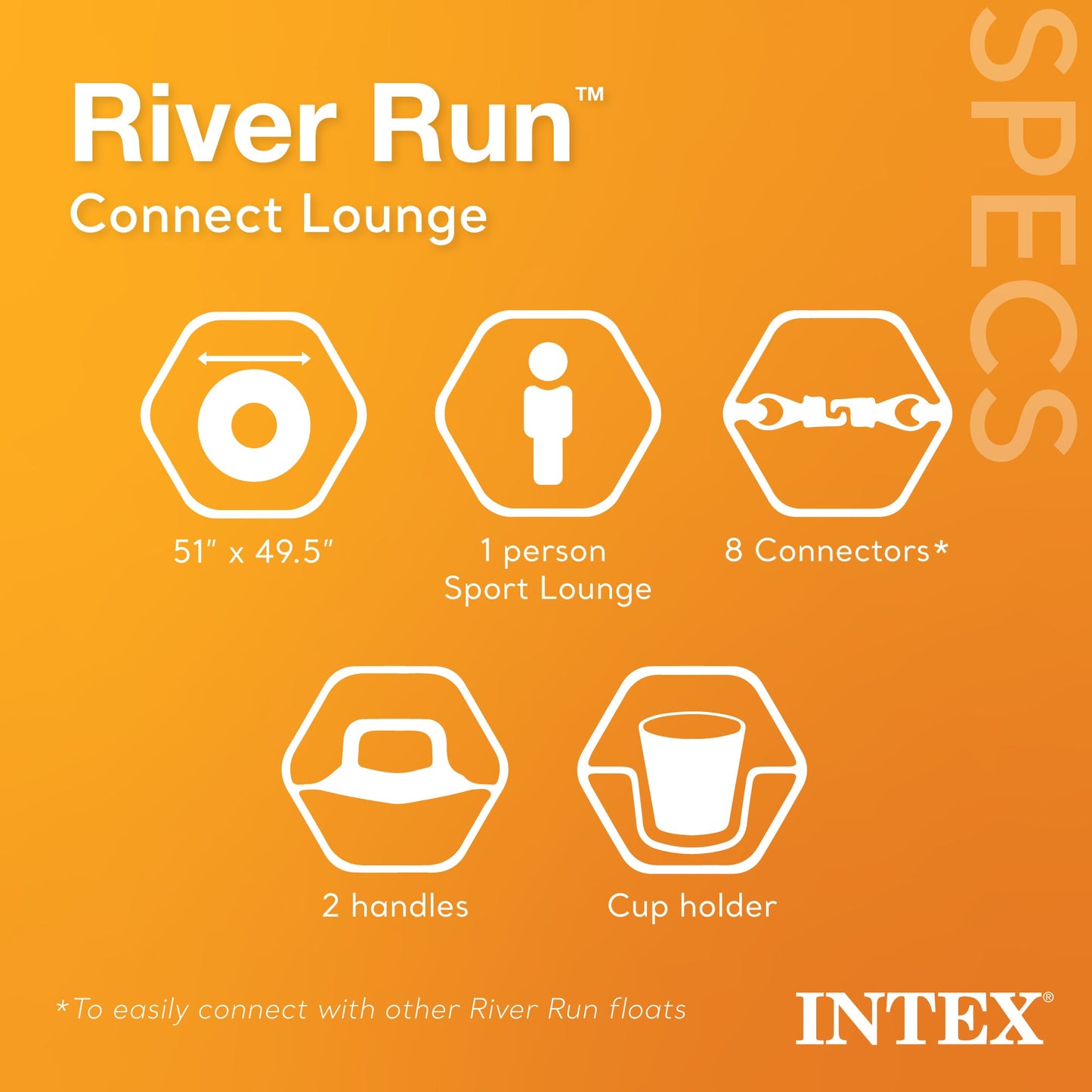 Intex 58854EP River Run Connect Lounge Inflatable Floating Water Tube (2 Pack)