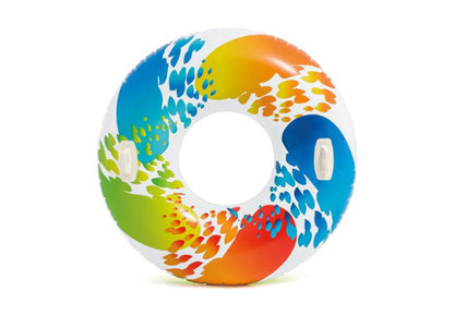 Intex Inflatable 47" Color Whirl Tube Swimming Pool Raft with Handles (2 Pack)