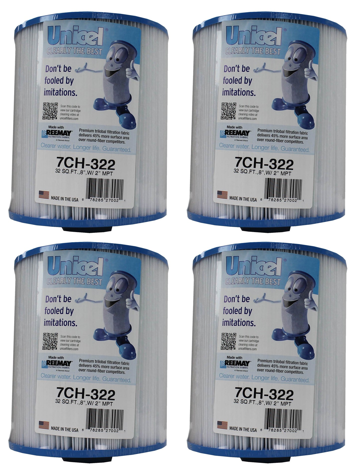 Unicel 7CH-322 Replacement 32 SqFt Filter Cartridge for Spa, 175 Pleats (4 Pack)