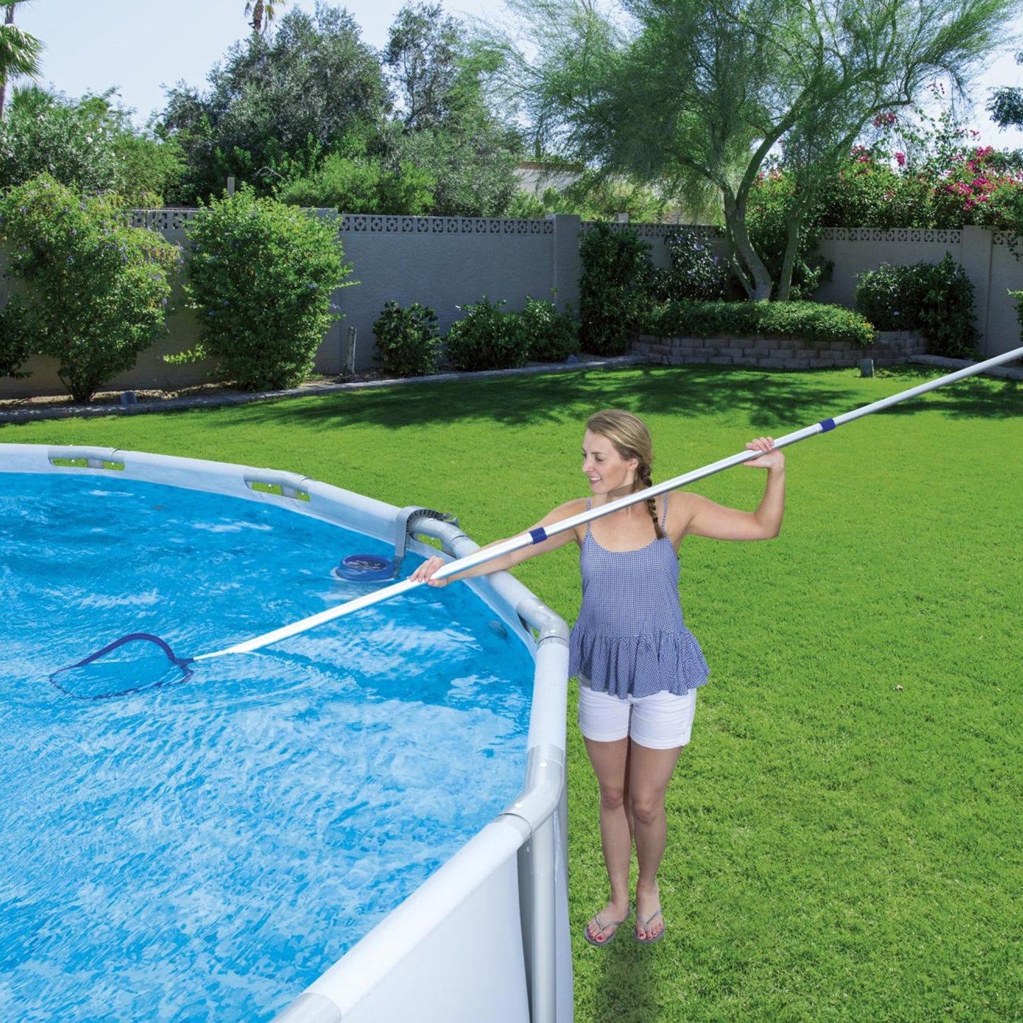 Bestway 18ft x 9ft x 4ft Rectangular Above Ground Swimming Pool w/ Accessories