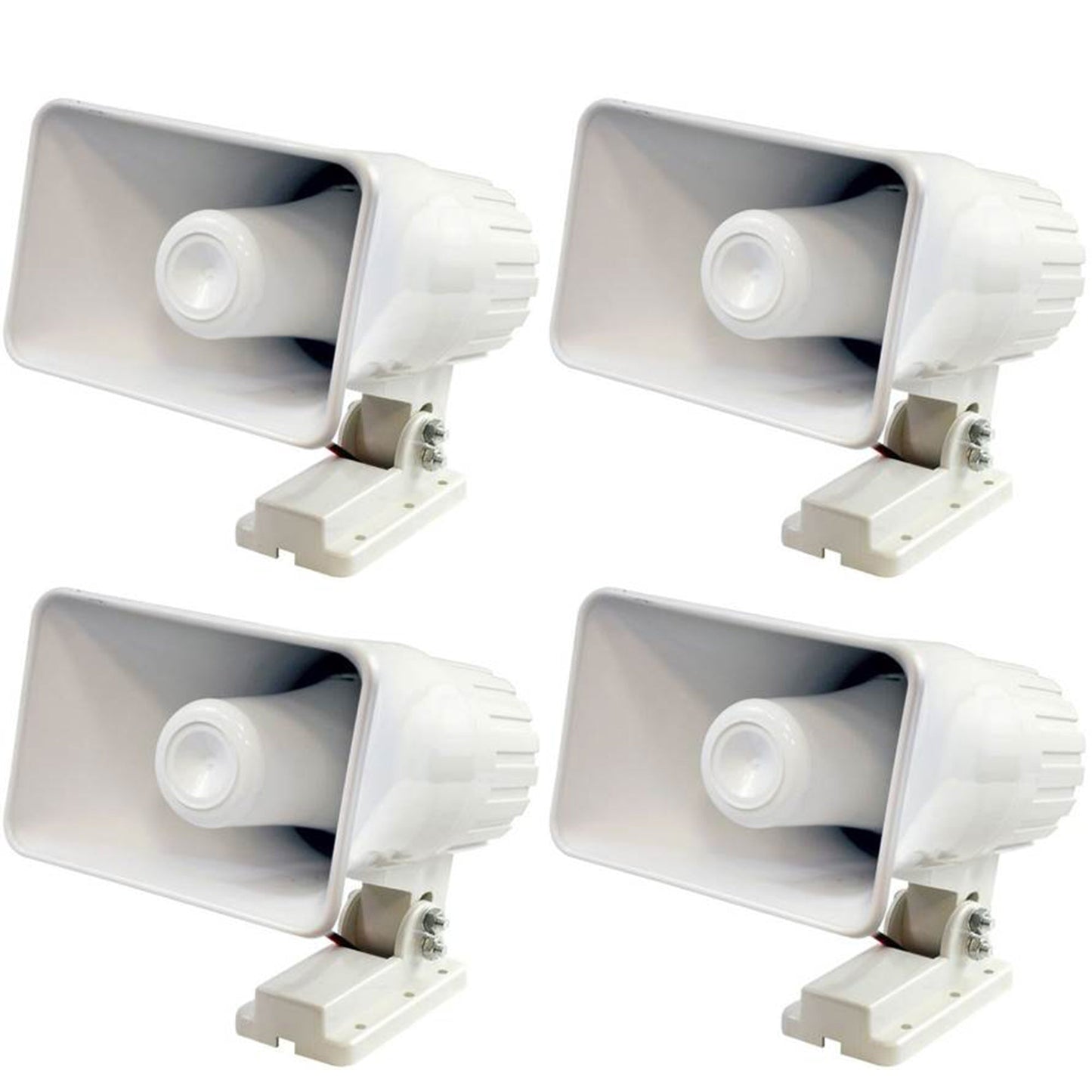 Pyle Pro 6" 50 Watts 8 Ohms Indoor and Outdoor PA Horn Speaker, White (4 Pack)