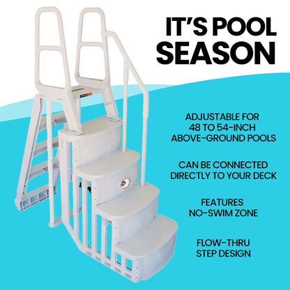 Main Access Above Ground Swimming Pool Step Ladder with Smart LED Light & Remote