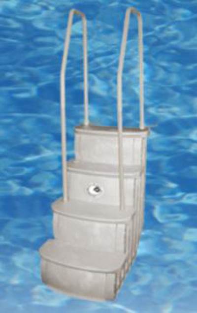 Main Access iStep Above Ground Pool Entry Ladder w/ Pad + 2 Weights + LED Light