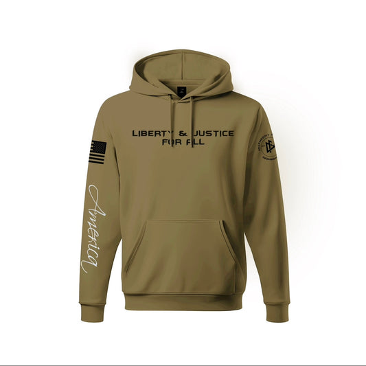 Pullover Hoodie "Liberty & Justice" - Olive