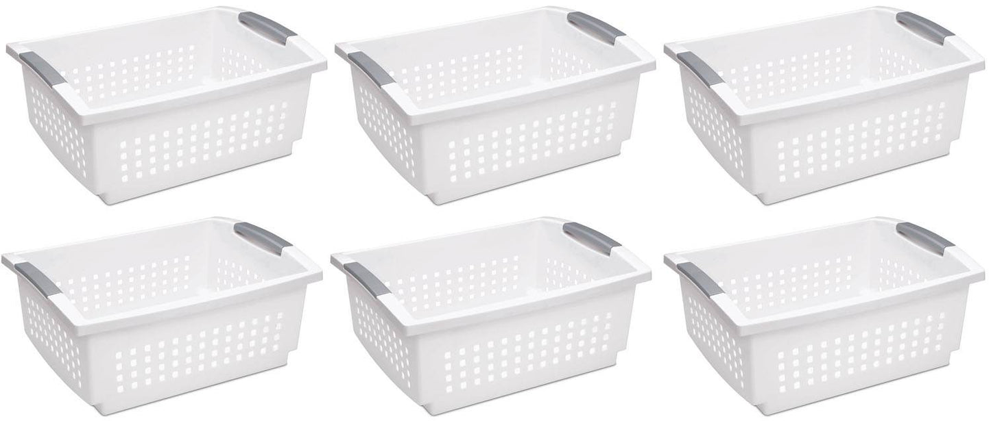 Sterilite Large Plastic Stacking Closet Organizer and Storage Basket (6 Pack)