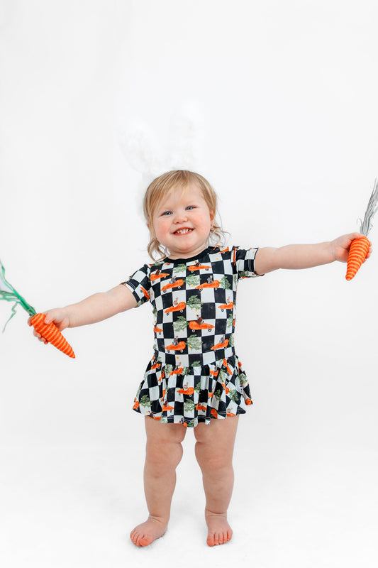 RACING CARROT CHECKERS DREAM BODYSUIT DRESS