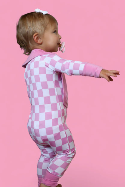 BUBBLEGUM CHECKERS DREAM ROMPER