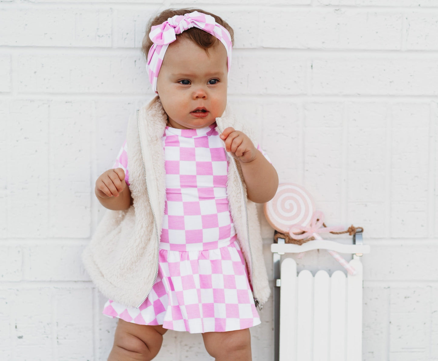 BUBBLEGUM CHECKERS DREAM BODYSUIT DRESS