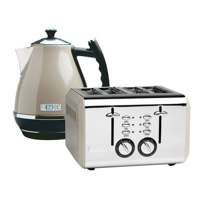 Haden Stainless Steel Retro Toaster & 1.7 Liter Stainless Steel Electric Kettle
