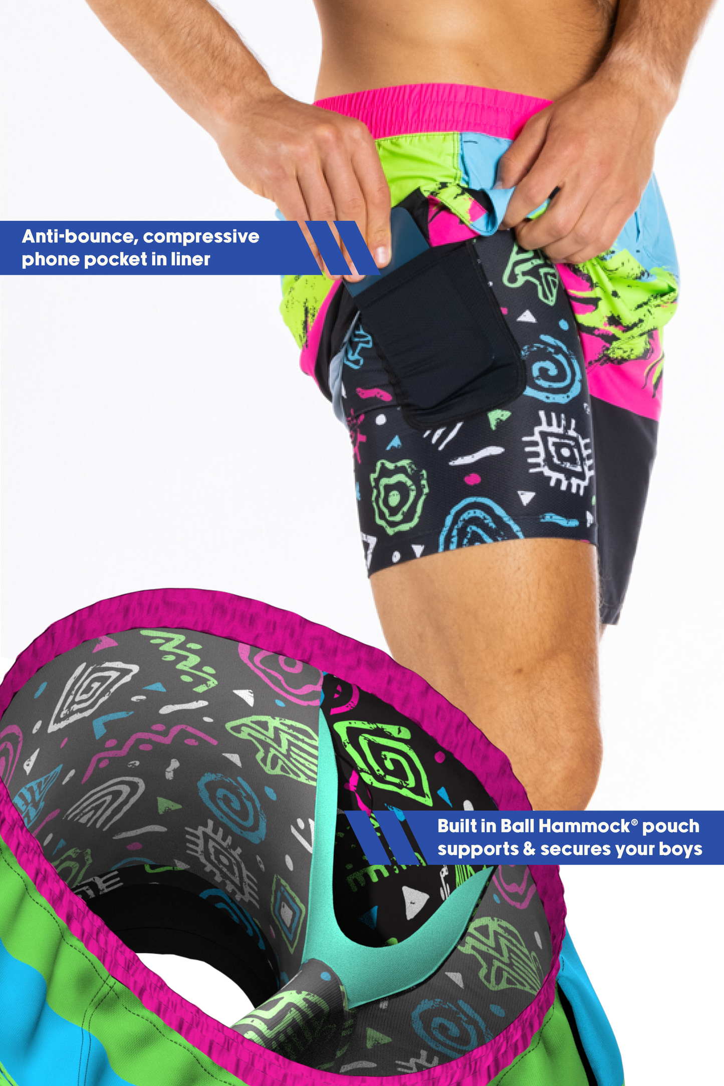 The Cherry Slushy | Neon Retro Ball Hammock® 5 Inch Athletic Shorts