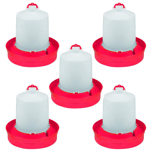 Little Giant Red Deep Base 2 GA. Poultry Waterer for Chickens & Birds (5 Pack)