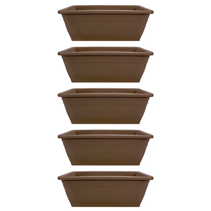 HC Companies 12-Inch Outdoor Plastic Deck Flower Planter Box, Chocolate (5 Pack)