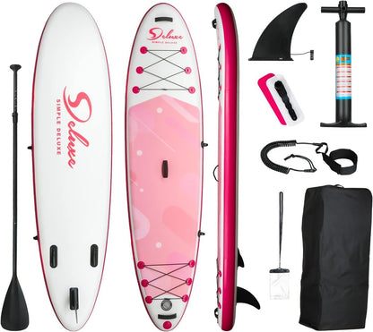 Inflatable Stand Up Paddle Board "Simple Deluxe Premium SUP for All Skill Levels, Pink Paddle Boards for Adults & Youth, Blow Up Stand-Up Paddleboards with Accessories & Backpack, Surf Control