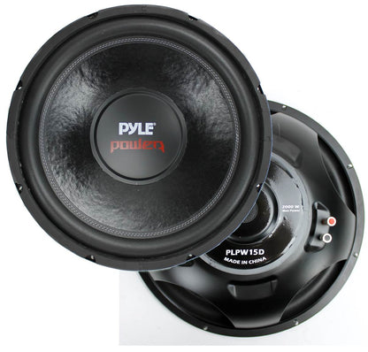 Pyle PLPW15D 15" 2000W 4-Ohm Car Subwoofer Pair & QBASS15 Dual Ported Enclosure