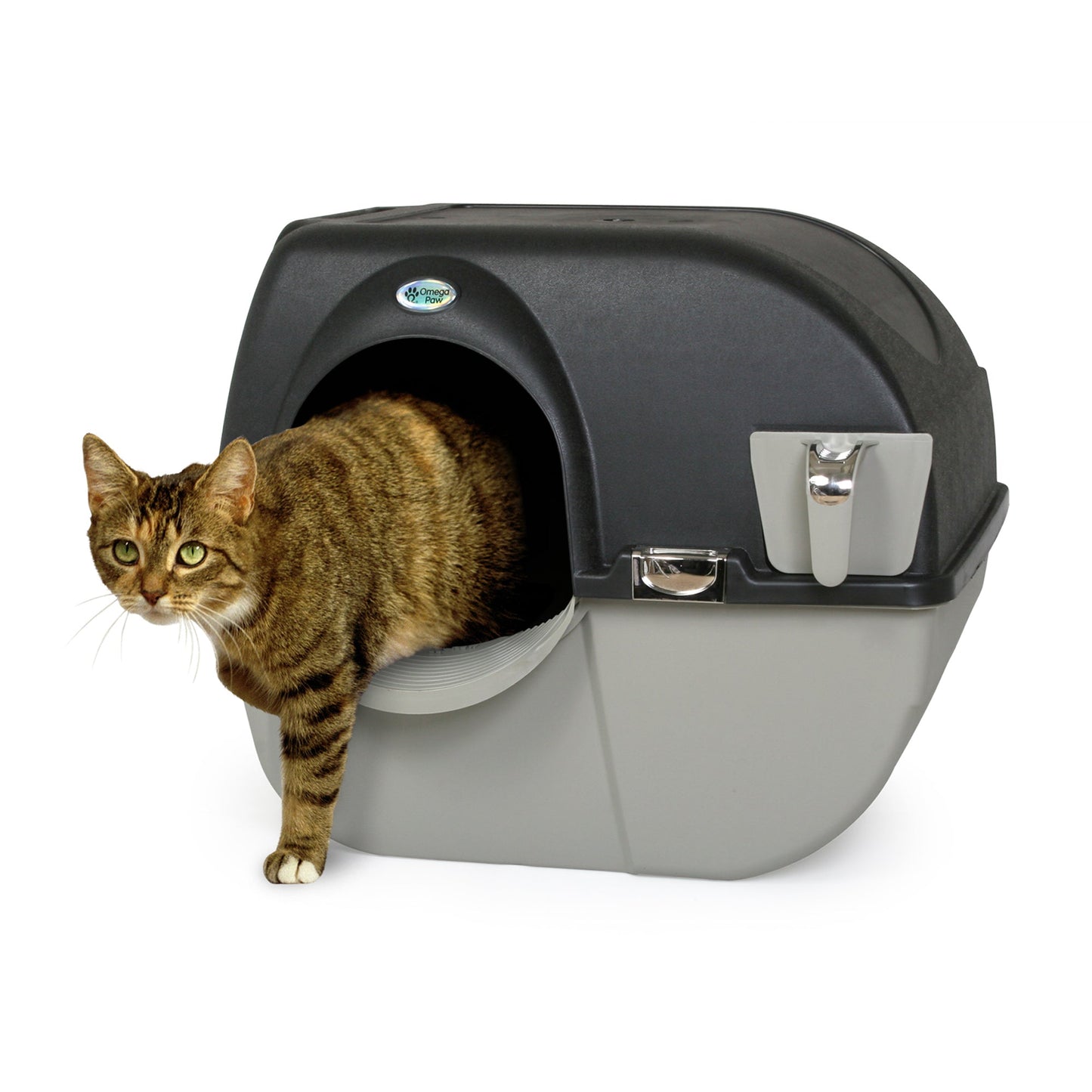 Omega Paw EL-RA20-1 Elite Roll 'N Clean Self Cleaning Litter Box, Large, Black