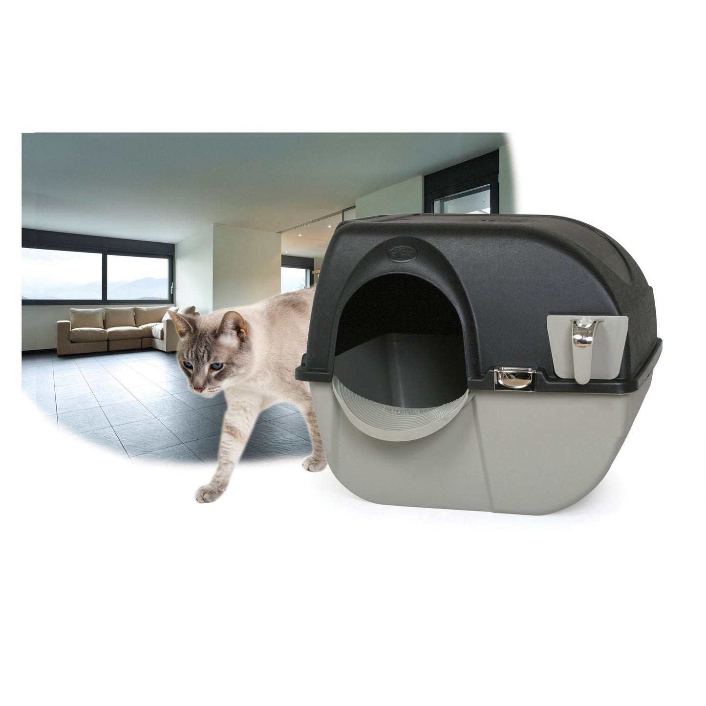 Omega Paw EL-RA20-1 Elite Roll 'N Clean Self Cleaning Litter Box, Large, Black