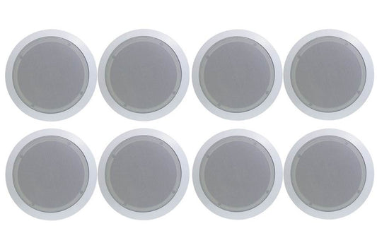 Pyle PDIC51RD 150W 5.25" Round Flush Mount In-Wall/Ceiling Home Speakers, 8 Pack