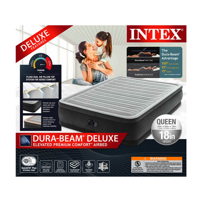 Intex Dura Beam Deluxe Pillow Raised Bed with Built In Pump, Queen
