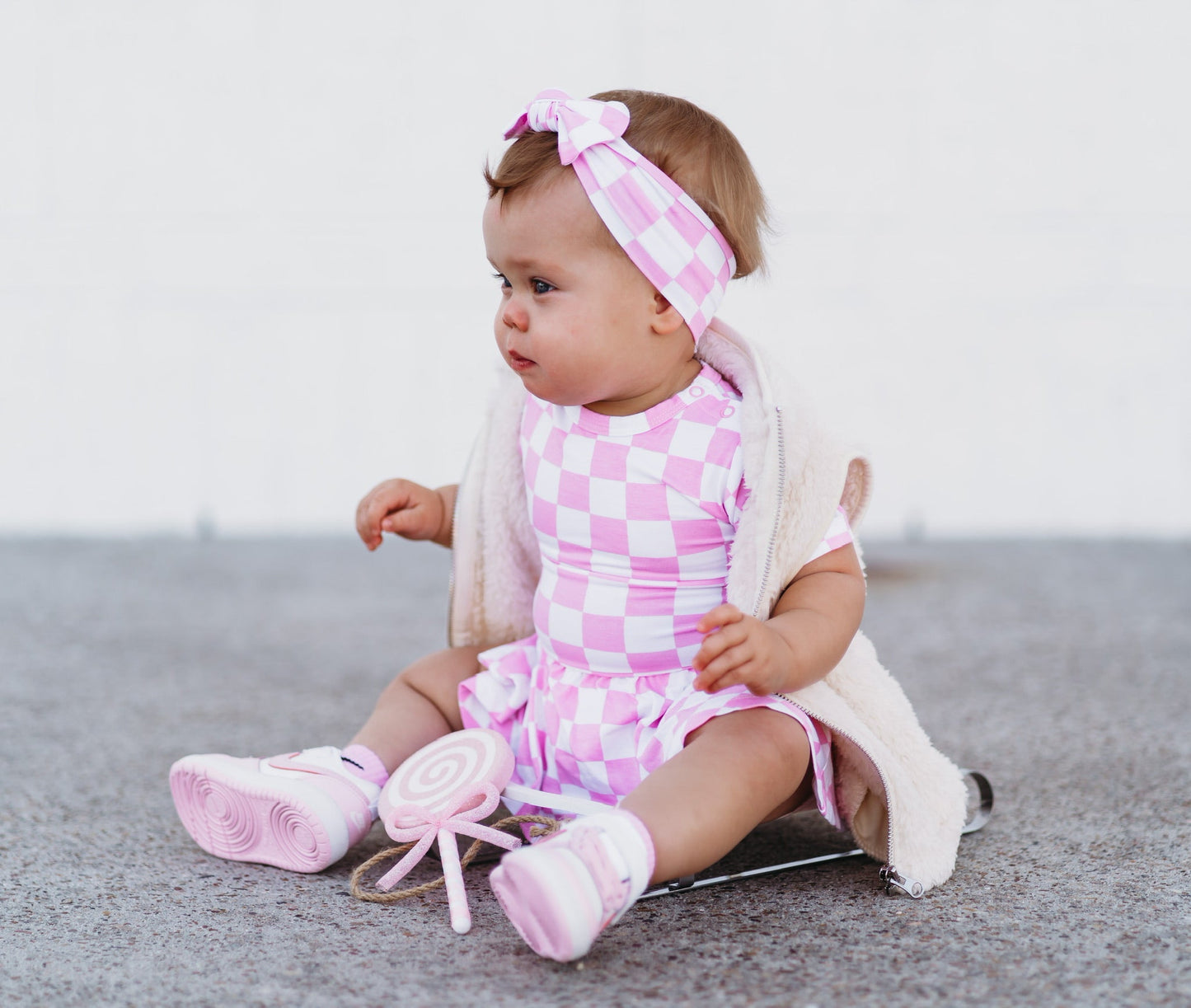 BUBBLEGUM CHECKERS DREAM BODYSUIT DRESS