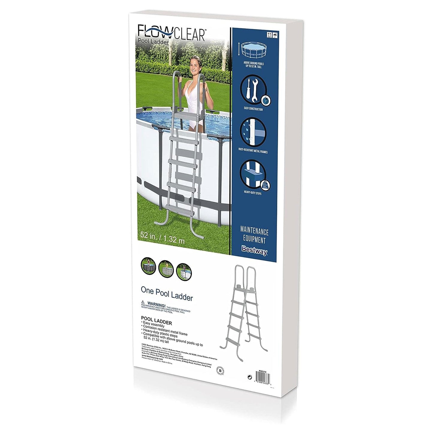 Bestway Flowclear 52 Inch Safe Ladder Steps for Above Ground Swimming Pools