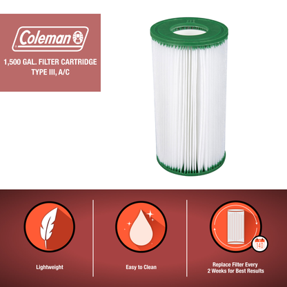 Coleman 90357E Type III A/C 1000 and 1500 GPH Replacement Filter Pool Cartridge