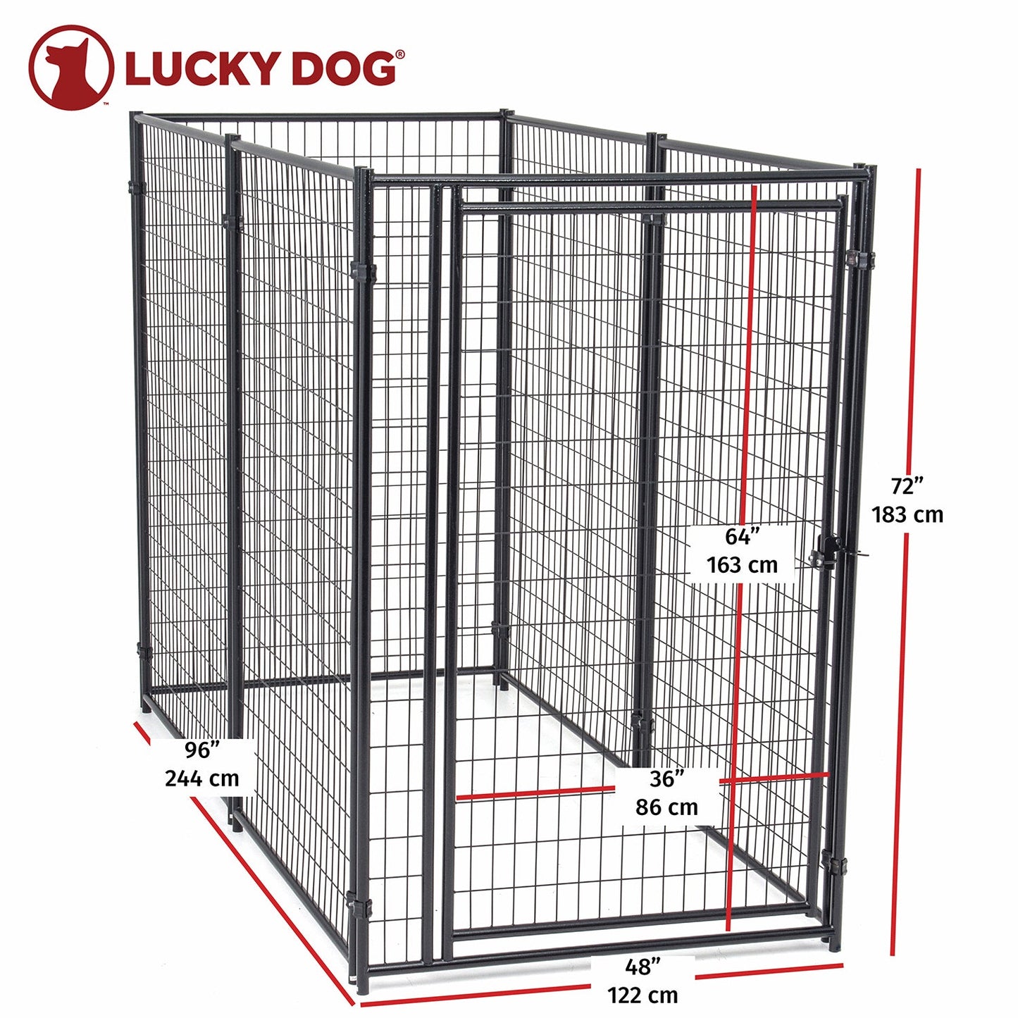 Lucky Dog Large Modular Welded Wire Box Indoor Outdoor Dog Kennel, 10x5x6 Feet