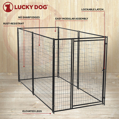 Lucky Dog Large Modular Welded Wire Box Indoor Outdoor Dog Kennel, 10x5x6 Feet