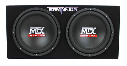 MTX TNE212D 12" 1200W Dual Loaded Car Subwoofer Box & SSL 1500W Amplifier w/ Kit