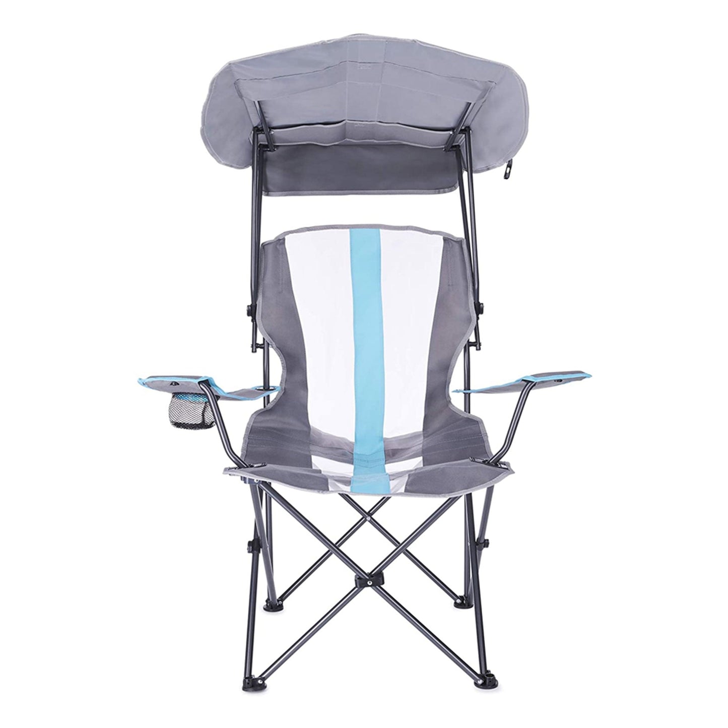 Kelsyus Premium Portable Folding Camping Chair, 50+UPF Canopy & Cup Holder, Blue