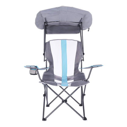 Kelsyus Premium Portable Folding Camping Chair, 50+UPF Canopy & Cup Holder, Blue