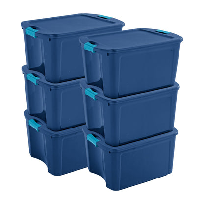 Sterilite 18 Gal Latch and Carry Stackable Storage Bin with Latching Lid, 6 Pack