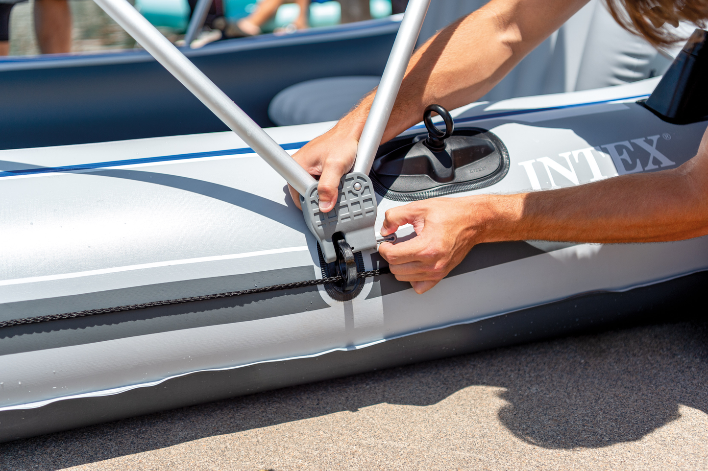 Intex Excursion 5 Person Inflatable Boat, Water Fishing River Raft Set w/Oars