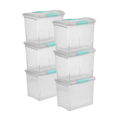 Sterilite Large Nesting ShowOffs, Stackable Clear File Box with Lid, (6 Pack)