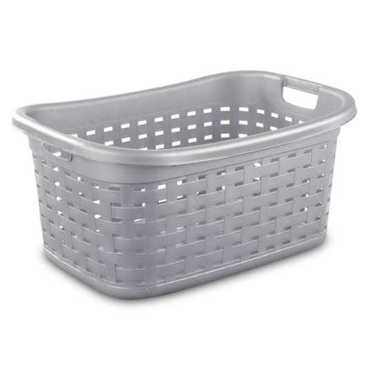 Sterilite Cement Gray Durable Weave Laundry Basket with Wicker Pattern (18 Pack)