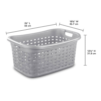 Sterilite Cement Gray Durable Weave Laundry Basket with Wicker Pattern (18 Pack)