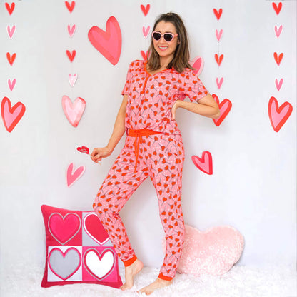 YOU MAKE MY HEART POP WOMEN’S DREAM SHORT SLEEVE JOGGER SET