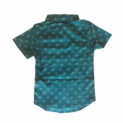 Fishing shirt button up- green mountains