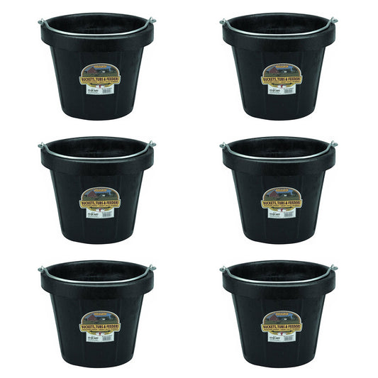 Little Giant 12 qt Flexible All-Purpose Rubber Bucket w/ Steel Handle (6 Pack)